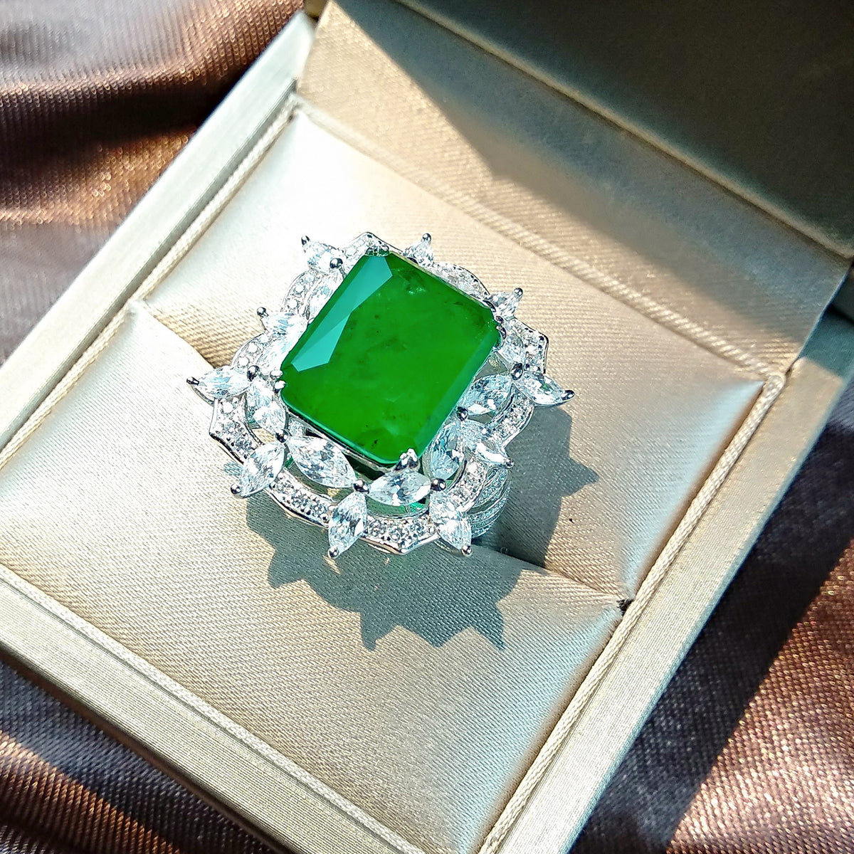 asap rocky vlone green Emerald Cut Ring engagement rare vvs jeweler diamond tyler the creator