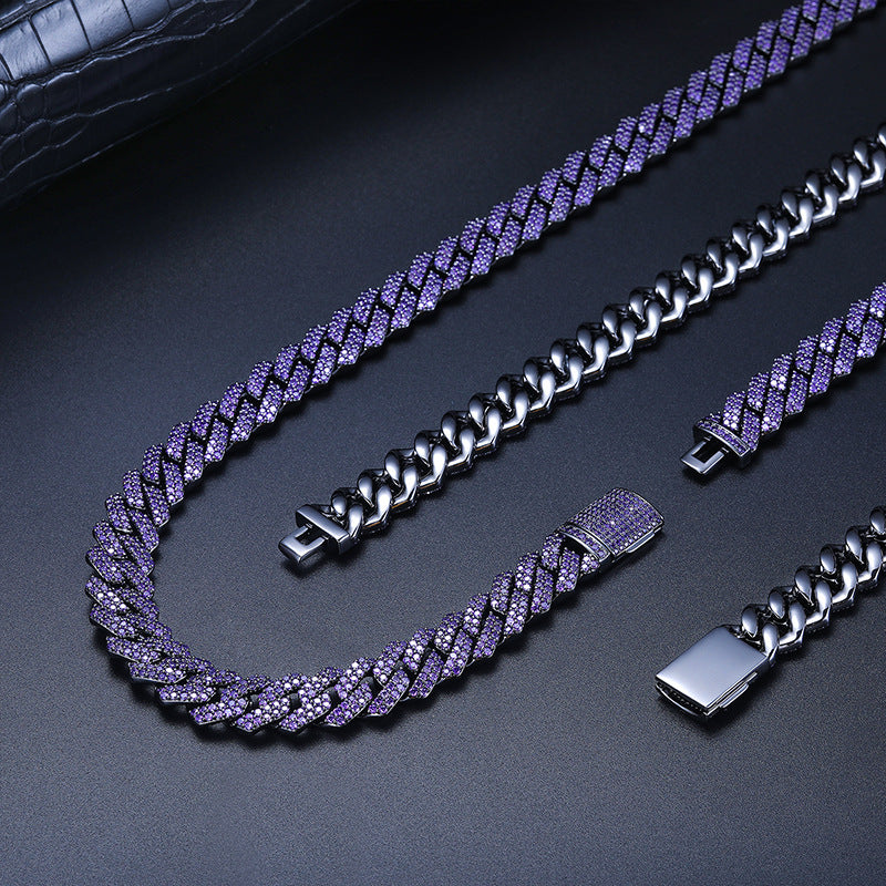 14mm curb cuban link necklace chain two row diamond purple black gold haze trap liluzivert drake travis scott shopgld diamond ifandco icebox jewelry hip hop rappers 
