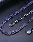 14mm curb cuban link necklace chain two row diamond purple black gold haze trap liluzivert drake travis scott shopgld diamond ifandco icebox jewelry hip hop rappers 