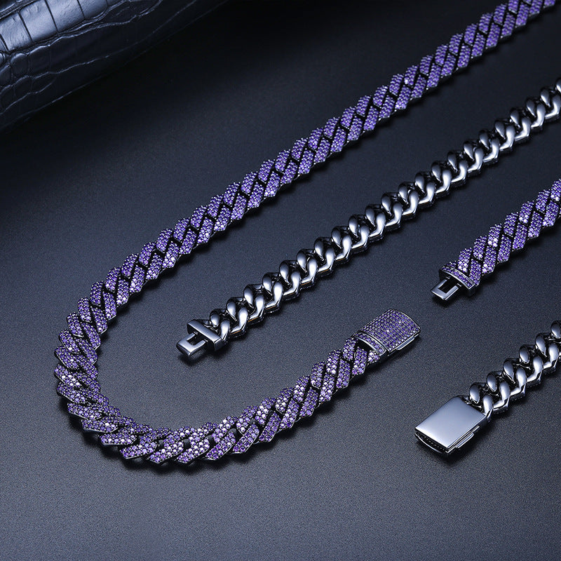 14mm curb cuban link necklace chain two row diamond purple black gold haze trap liluzivert drake travis scott shopgld diamond ifandco icebox jewelry hip hop rappers 