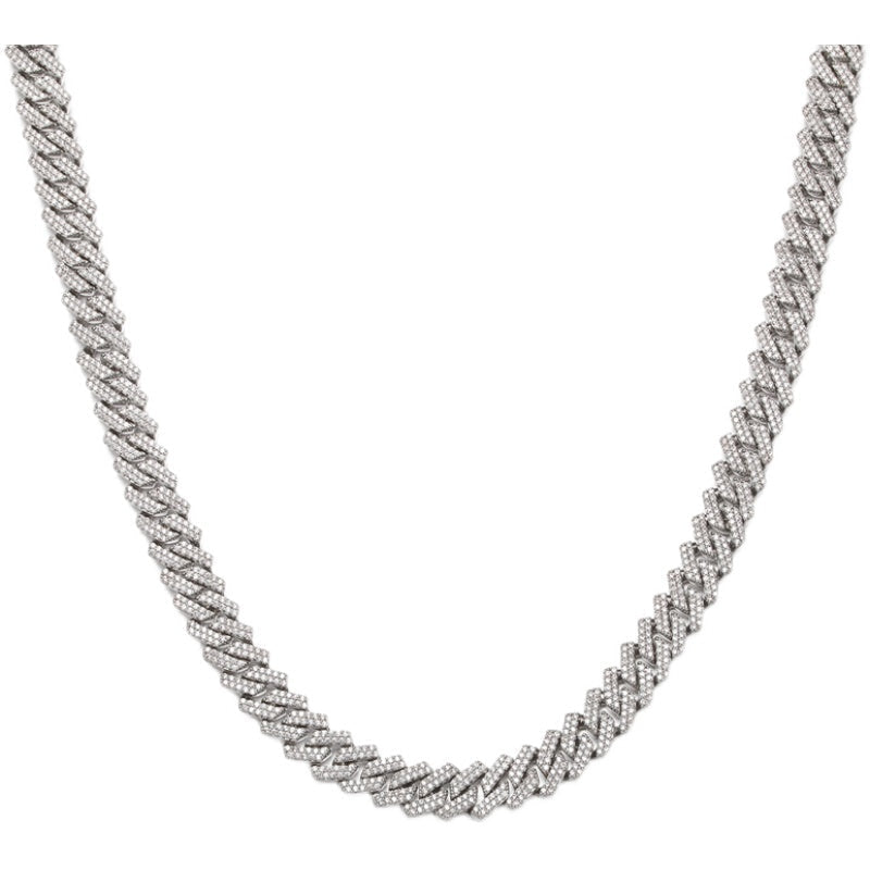 curb cuban link 10mm necklace chain fully iced custom clasp diamond ifandco