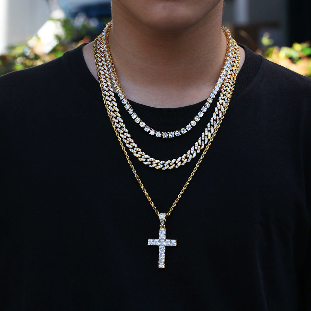 Princess cut cross pendant & necklace with free matching chain playboi carti vlone 