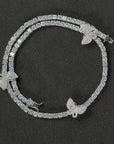 4mm tennis link with fully iced 3 butterflies short diamond necklace choker White Gold kylie jenner kardashians