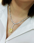 Beyoncé's Tiffany & Co diamond necklace is worth $30 million harpersbazaar.com tiffany yellow diamond necklace beyonce' from The 128-carat yellow diamond was worn by Hepburn during the Breakfast At Tiffany's press tour in 1961, and was seen again on Lady Gaga