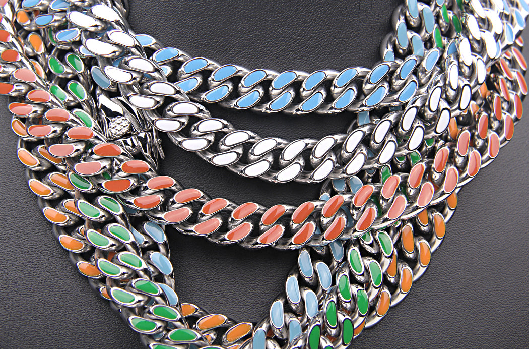 louis vuitton virgil off white inspired alike enamel cuban link necklace chain