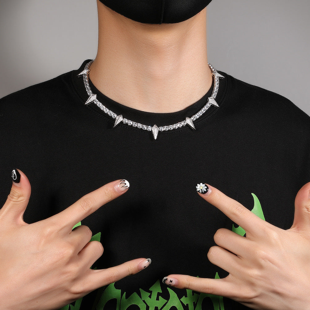 Black Panther Tennis Link Necklace Choker - White Gold 55cm