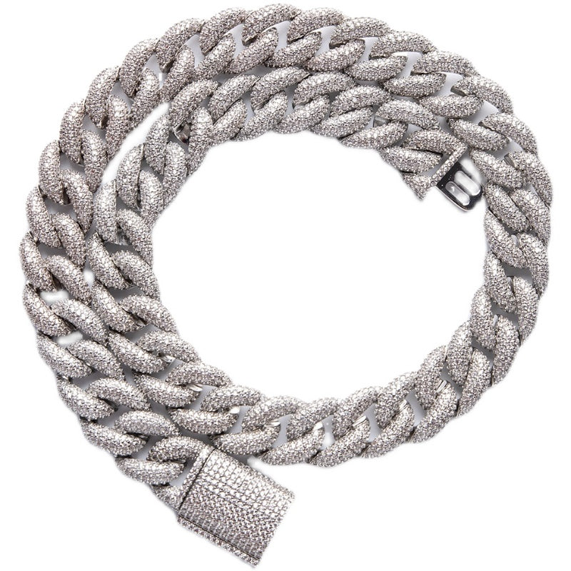 15mm rounded bubble cuban links necklace/bracelet chain 3D diamons vvs ifandco