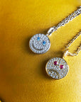 eyefunny smiling face thunder pendant necklace chain diamond jbalvin kim jones clot virgil offwhite