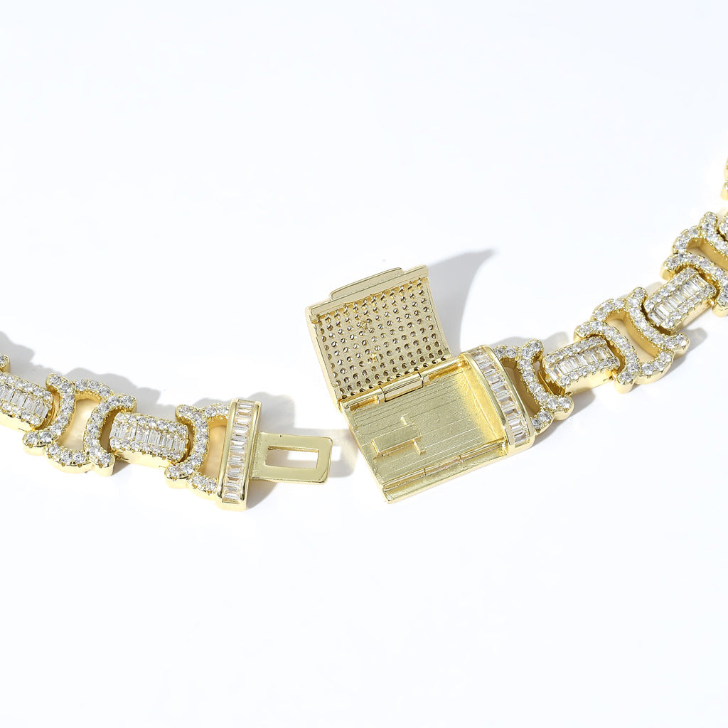 Vintage 13mm C de Cartier double CC baguette necklace cuban link chain interlaced diamond necklace rapper trap music playboi carti 