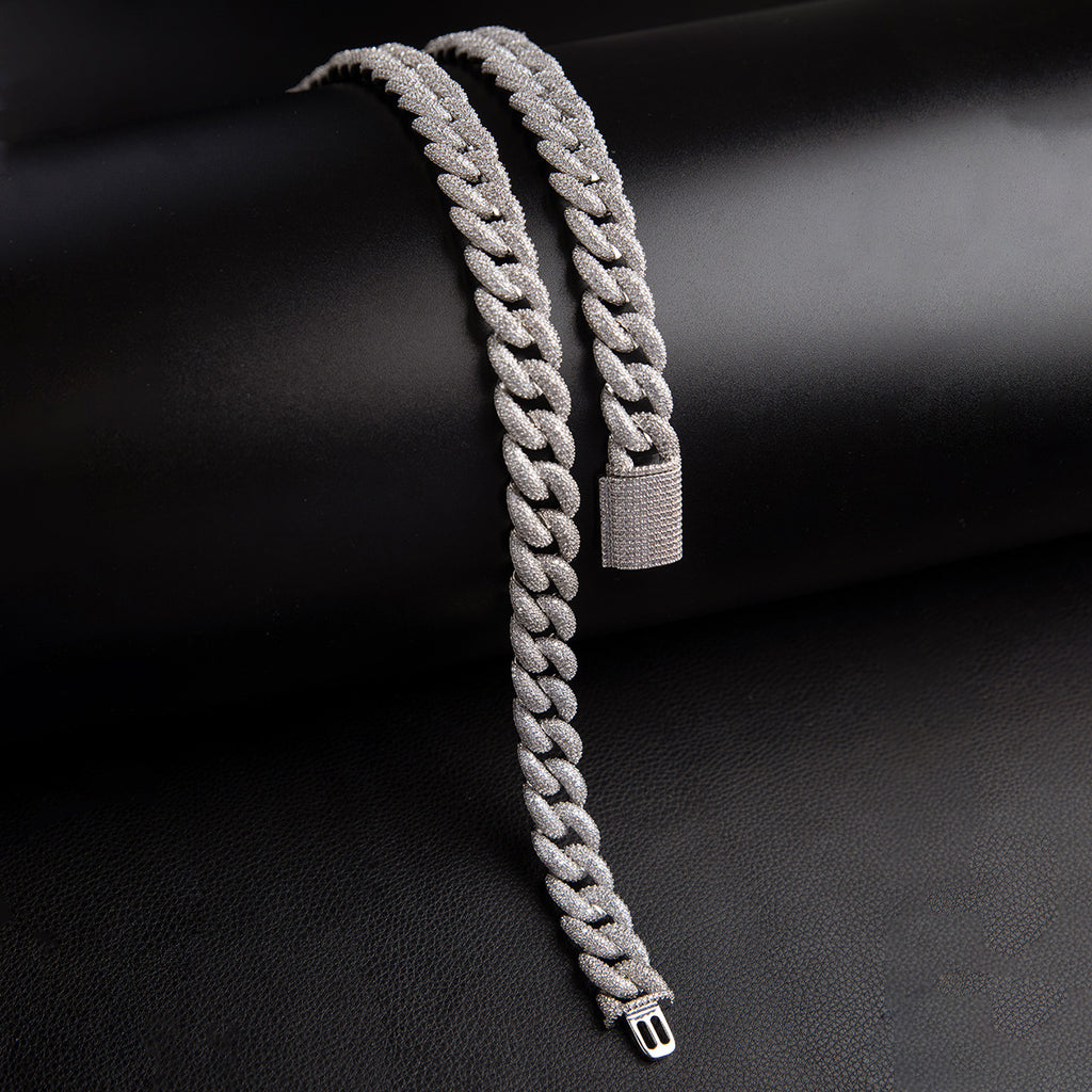 15mm rounded bubble cuban links necklace/bracelet chain 3D diamons vvs ifandco
