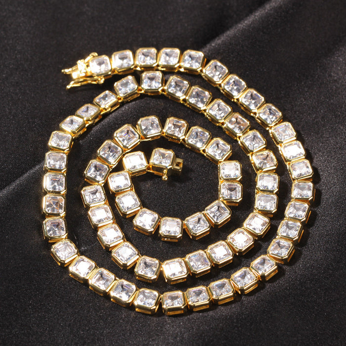 Emerald Cut Diamond Eternity Line Tennis Bracelet in white gold diamonds fine jewelery celebrity jewelers