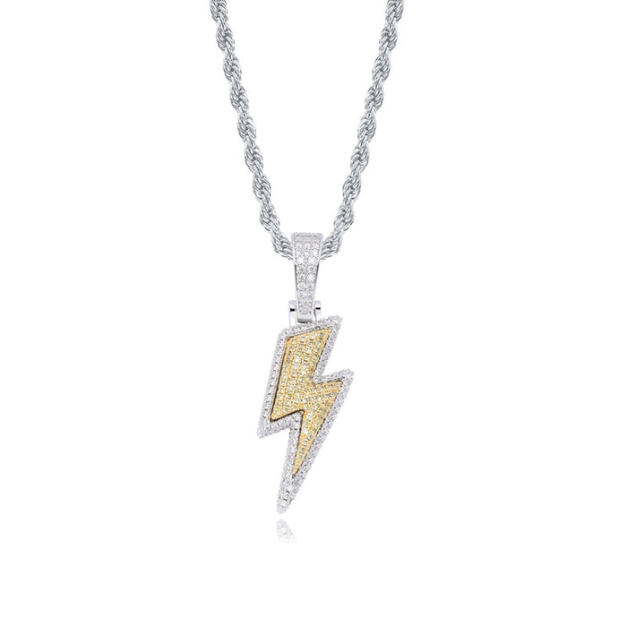 ian connor thunderbolt emoji pendant necklace chain diamond custom vvs benballer vlone