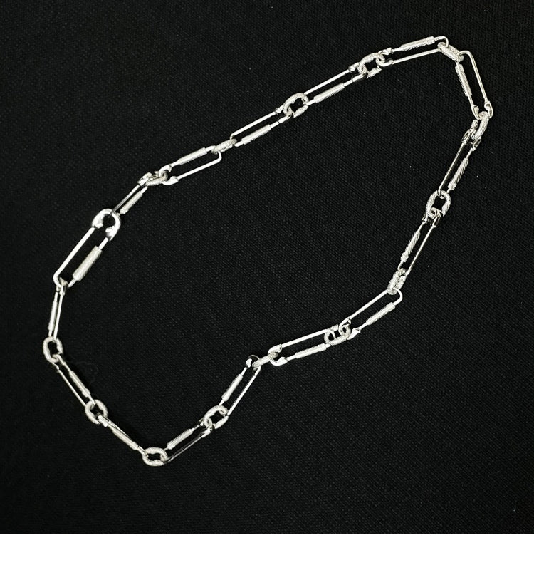 MMW element superflat safety pin plain necklace chain White Gold Bijouterie Gonin
