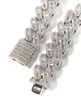 15mm cuban link necklace chain in baguette diamond White Gold Yellow Gold sterling silver hip hop jewelry cheap best quality custom made