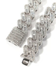 15mm cuban link necklace chain in baguette diamond White Gold Yellow Gold sterling silver hip hop jewelry cheap best quality custom made