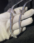 4mm tennis link with fully iced 3 butterflies short diamond necklace choker White Gold kylie jenner kardashians