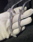 4mm tennis link with fully iced 3 butterflies short diamond necklace choker White Gold kylie jenner kardashians