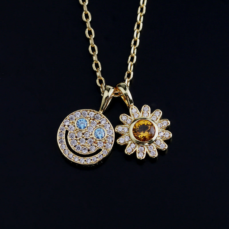 EYEFUNNY smiling face pendant necklace chain diamond vvs アイファニー POGGY KIM JONES VIRGIL JBALVIN