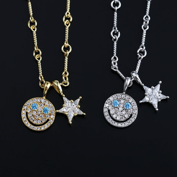 EYEFUNNY smiling face pendant necklace chain diamond vvs アイファニー POGGY KIM JONES VIRGIL JBALVIN