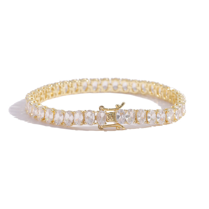 Iced out 6mm halo oval solitaire tennis links diamond bracelet White Gold bling iced out diamonds VVS