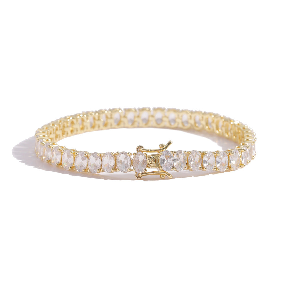 Iced out 6mm halo oval solitaire tennis links diamond bracelet White Gold bling iced out diamonds VVS