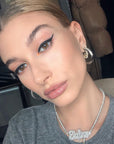 Hailey Bieber Wears Diamond Necklace With Her Married Last Name Vogue people.com custom name diamond necklace tennis link chain 