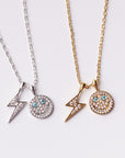 eyefunny smiling face thunder pendant necklace chain diamond jbalvin kim jones clot virgil offwhite