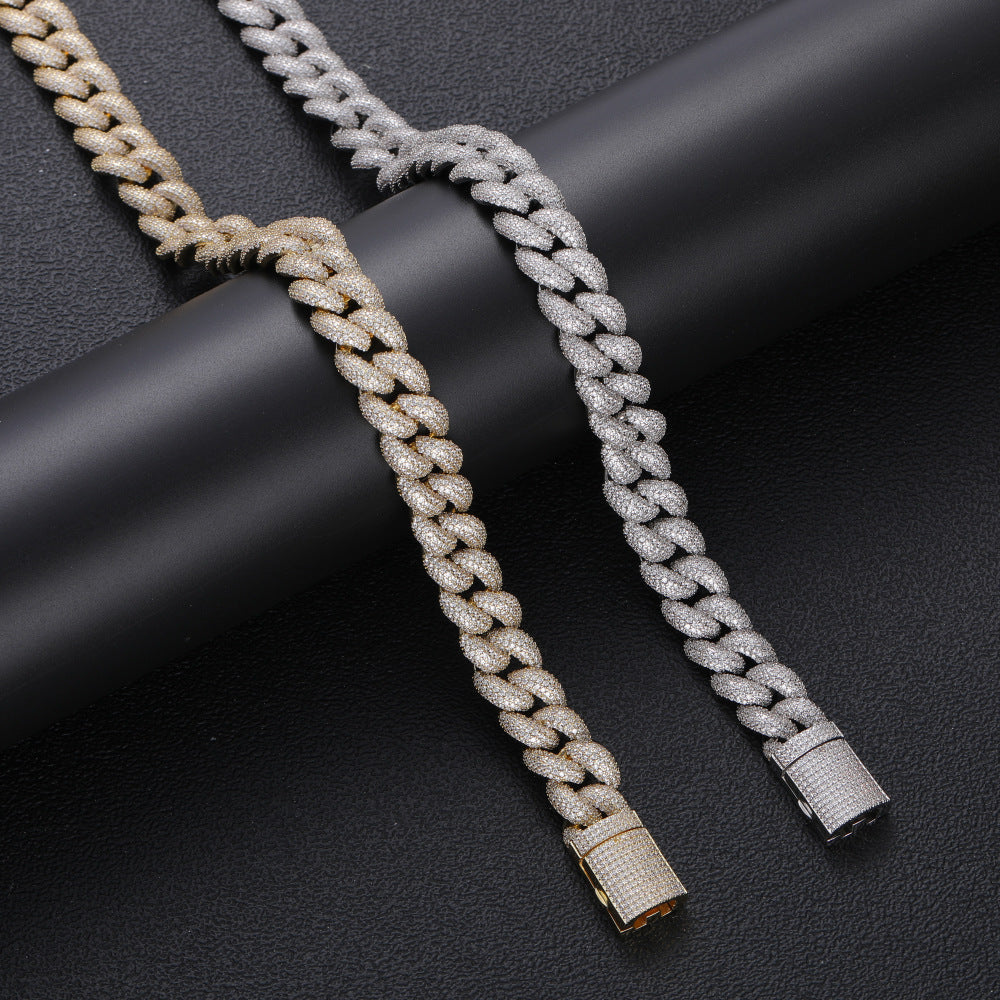 14mm rounded bubble cuban links necklace/bracelet chain 3D diamons vvs ifandco shopgld