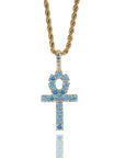 blue topaz Ankh pendant necklace chain diamond tyler the creator asap rocky playboi carti ben baller