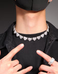 Fully iced interlaced heart 3D links necklace chain egan Thee Stallion hip hop jewelry celebrities jewelers diamond necklace bracelet ankle ring