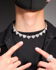 Fully iced interlaced heart 3D links necklace chain egan Thee Stallion hip hop jewelry celebrities jewelers diamond necklace bracelet ankle ring