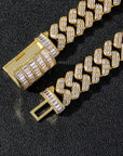 17mm fully iced baguette diamond cuban link necklace chain White Gold yellow gold asap rocky playboi carti lil uzi vert hip hop jewelry custom made