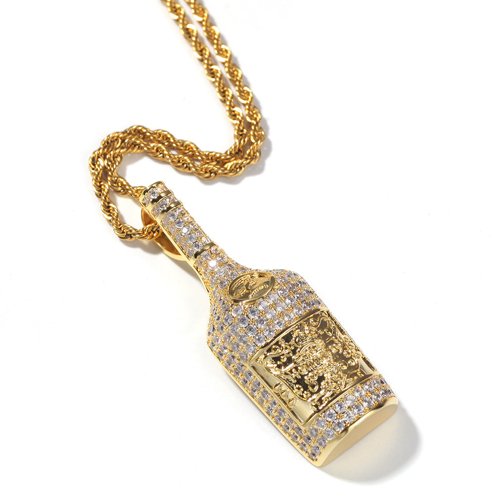 Hennessy dripped bottle pendant necklace chain saweetie my type juice world diamond gold 