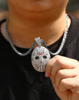 Jason mask Friday the 13th diamond fully iced pendant & necklace with free matching chain included.