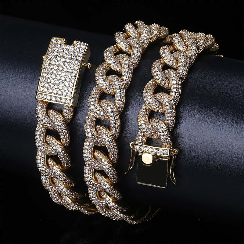 15mm cuban link fully iced micro pave diamond travis scott playboi carti asap rocky ian connor vlone vvs