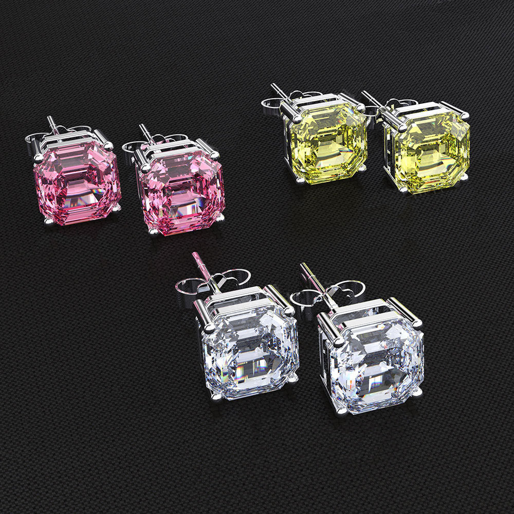travis scott asap rocky lil uzi vert stud earrings diamond vvs gold canary
