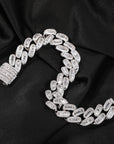 15mm cuban link necklace chain in baguette diamond White Gold Yellow Gold sterling silver hip hop jewelry cheap best quality custom made