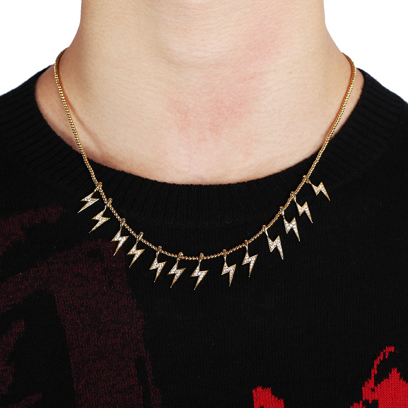 Farfetch Eyefunny diamond thunderbolt thunder pendant choker necklace nigo poppy kim jones 