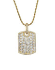 Fully iced baguette diamond Army dog tag in white gold Gunna bling jewelry icebox