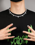 Black panther spike tennis link necklace chain short choker diamond jewelry hip hop jewelers custom diamond cosplay