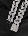 15mm cuban link necklace chain in baguette diamond White Gold Yellow Gold sterling silver hip hop jewelry cheap best quality custom made