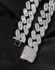 15mm cuban link necklace chain in baguette diamond White Gold Yellow Gold sterling silver hip hop jewelry cheap best quality custom made