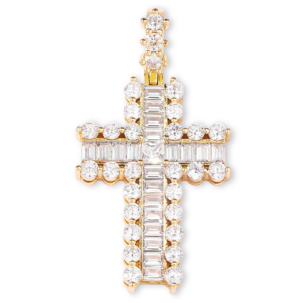 Vintage baguette cross pendant necklace free chain kanye west travis scott liluzivert vlone
