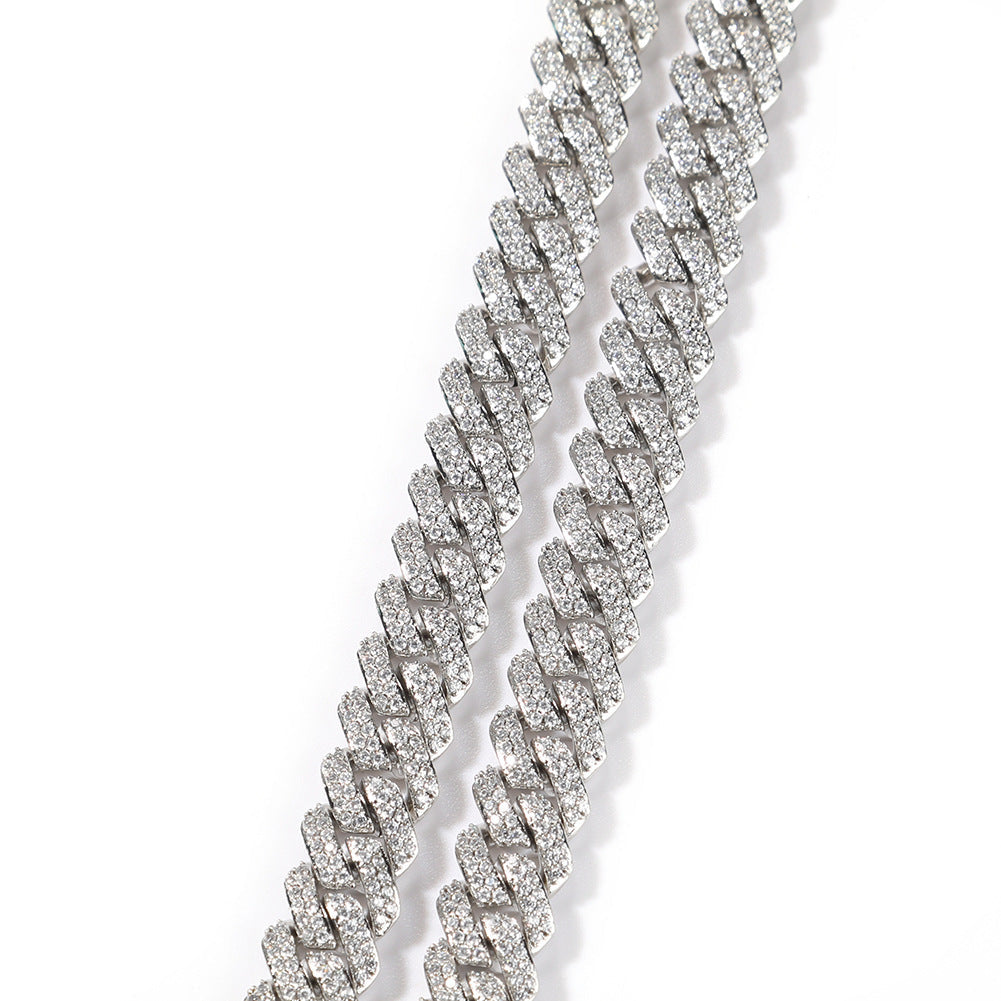 curb cuban link 10mm diamond necklace chain fully iced custom clasp diamond ifandco