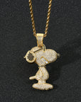 Iced Out diamond Charlie Brown Snoopy pendant necklace with free matching chain included free shipping top rappers jewelry brand urban fashion jewelers shopgld