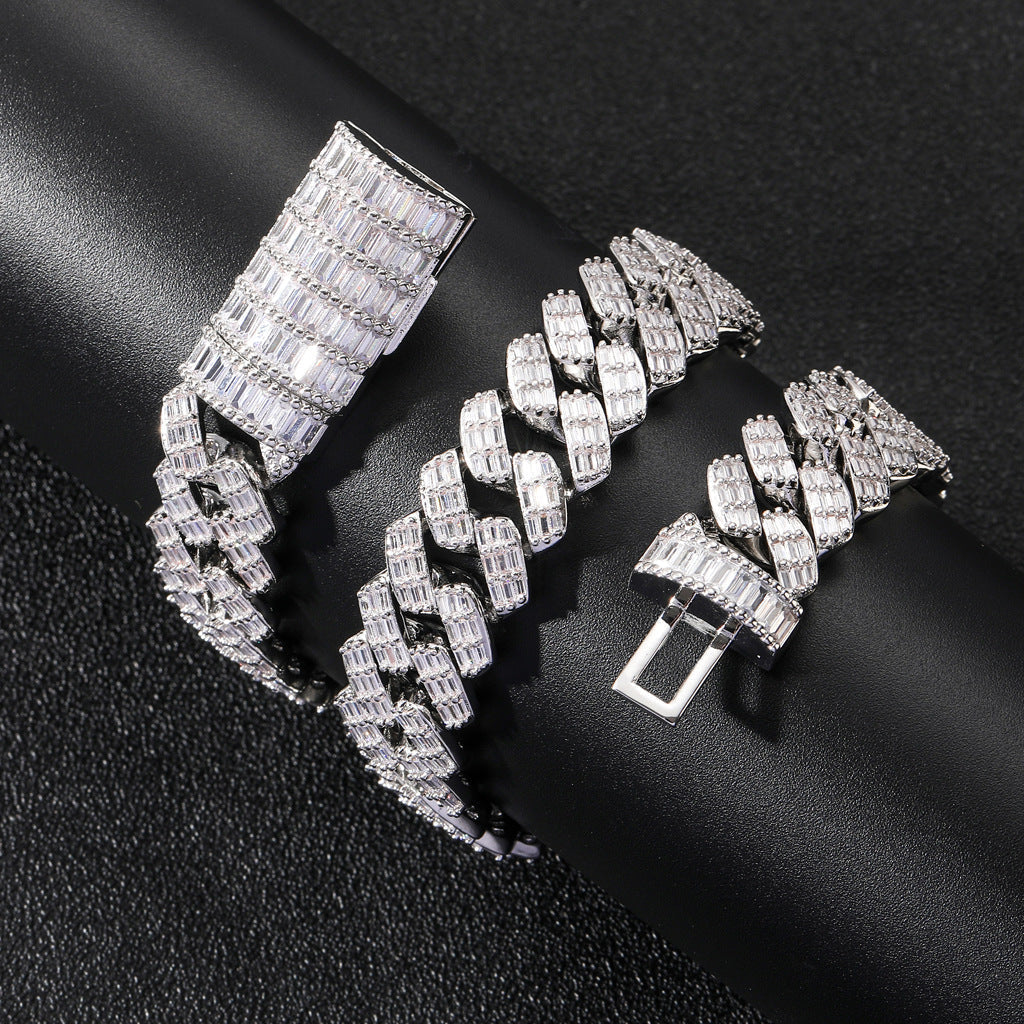 17mm fully iced baguette diamond cuban link necklace chain White Gold yellow gold asap rocky playboi carti lil uzi vert hip hop jewelry custom made