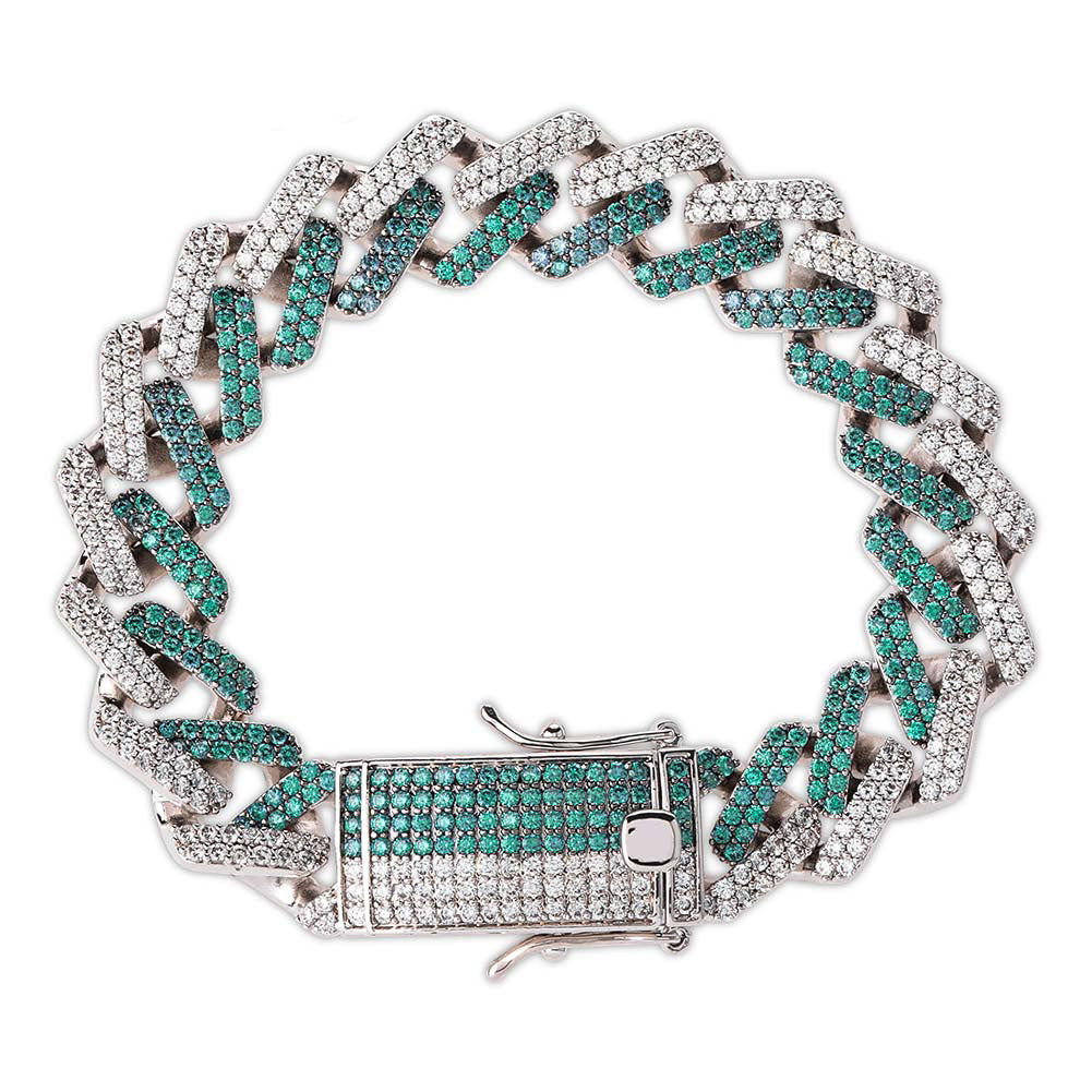 two tone curb cuban link bracelet blueface diamond gold buy travis scott