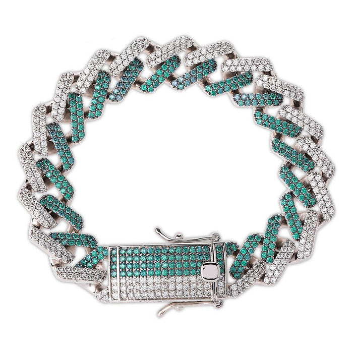 two tone curb cuban link bracelet blueface diamond gold buy travis scott
