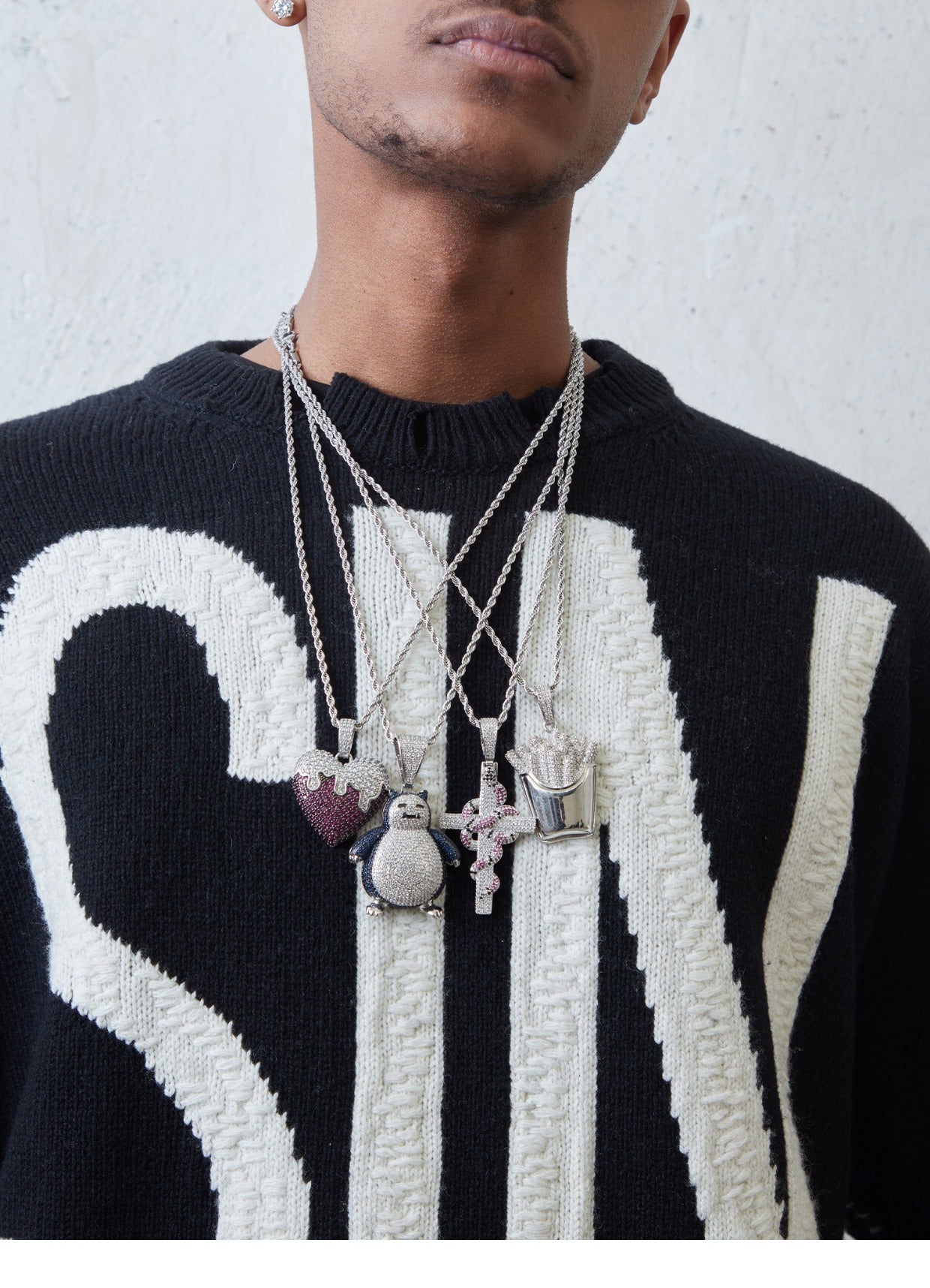 Emoji french fries pendant &amp; necklace with free matching chain free shipping white gold diamond emoji necklace chain