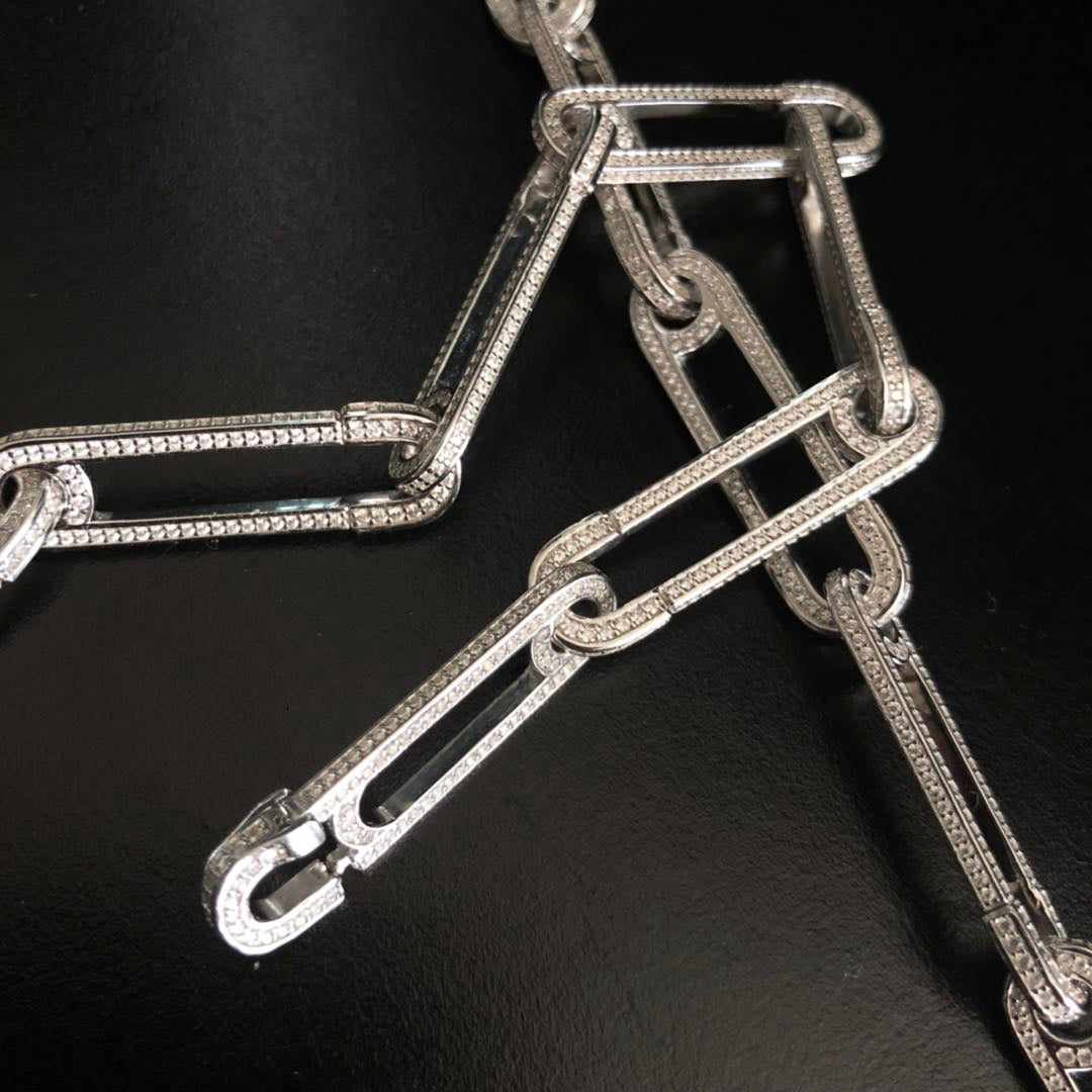 Safety pin pave bracelet - Yellow Gold